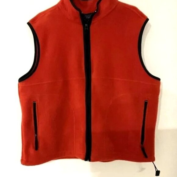 FLEECE VEST FULL ZIP POCKETS ORANGE - Picture 4 of 9